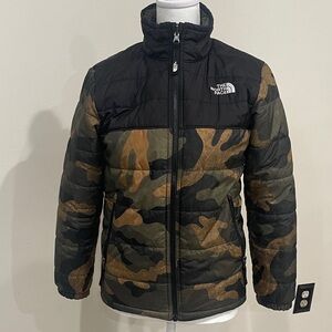 The North Face Kids Camo Puffer Jacket - Black and Green
